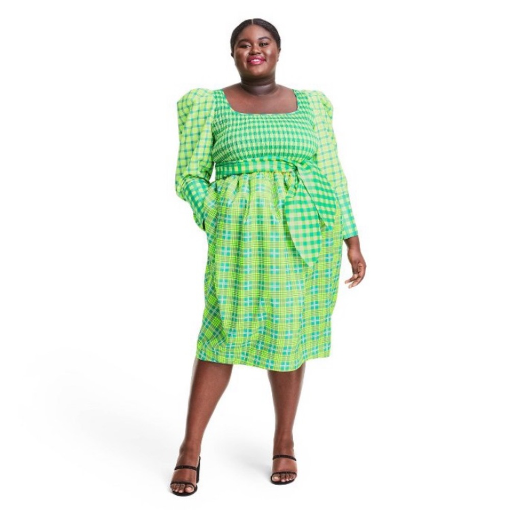 NWT 20W/22W CJR x Target Green Plaid Dress